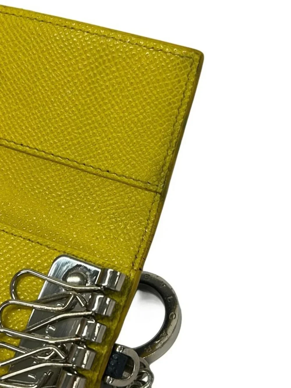 BVLGARI Bvlgari Bvlgari Navy Yellow Leather Hardware Key Case